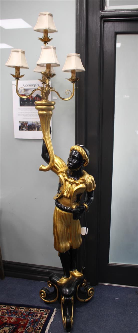 A Venetian style Blackamoor lamp standard, H.190cm